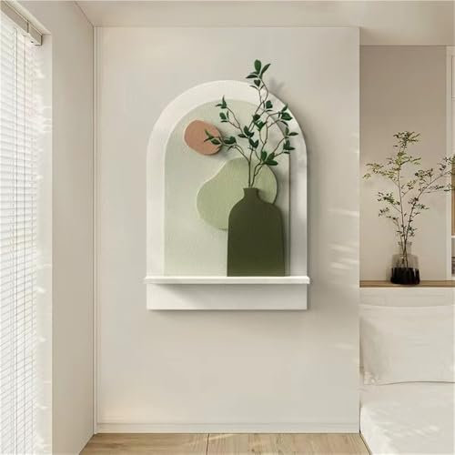 PVYGDXYI Quadro da Parete in Pietra arenaria, murale da Appendere alla Parete, sculture da Parete, Arte Semplice con Piante simulate, Decorazione da Parete per Soggiorno (Verde, 27,6 x 39,4 Pollici)