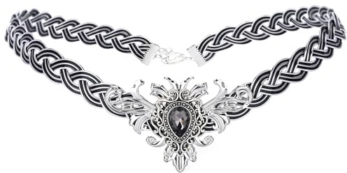 PartyforU Keltisches Wikinger Geflochtenes Stirnband – Silbernes Mittelalterliches Vintage Geflochtenes Diadem mit Strassstein für Männer Frauen Renfire Cosplay