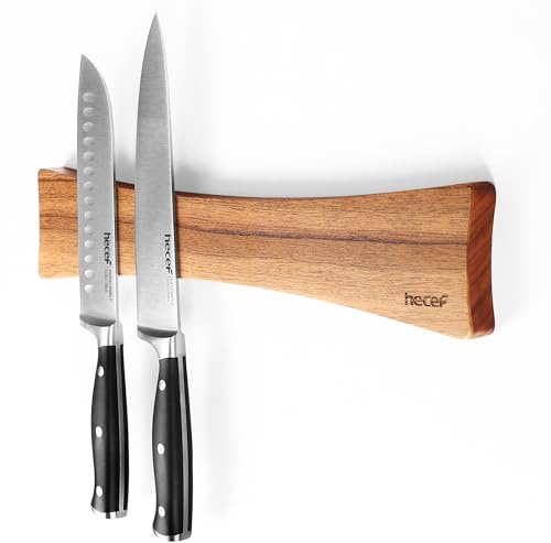 hecef Barra Magnética para Cuchillos 40,6 cm – Potente Iman Cuchillos de Cocina, Soporte Utensilios Cocina de Madera Estable, Alas de Mariposa Diseño, Ahorra Espacio