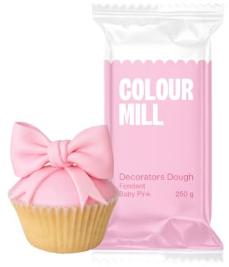 Colour Mill Decorators Dough Premium Ready to Roll Sugar Paste Baby Pink 250g | Easy-to-Roll Fondant, Edible Cake Covering, Vanilla-Flavored Sugarpaste for Topping, Colouring and Decorations, Draping