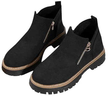 Generico stivaletti caldi donna Stivali Moto Donna Comodi In Pelle Antiscivolo E Lacci Sotto Motivo Stampato a Giardino Impermeabili Stivali Punk Stivaletti Da Con scarpe calde