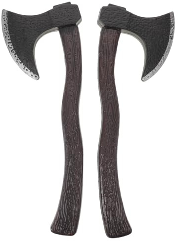 Healeved 2 hachas vikingas: Accesorio Realista para Disfraz nórdico, Accesorio Medieval de plástico, para sesiones fotográficas con temática de Cosplay, ferias renacentistas.
