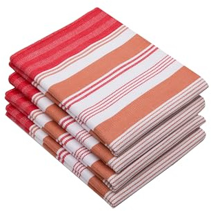 ZOLLNER 4er Set Geschirrtücher, ca. 50x70 cm, Baumwolle, rot gestreift