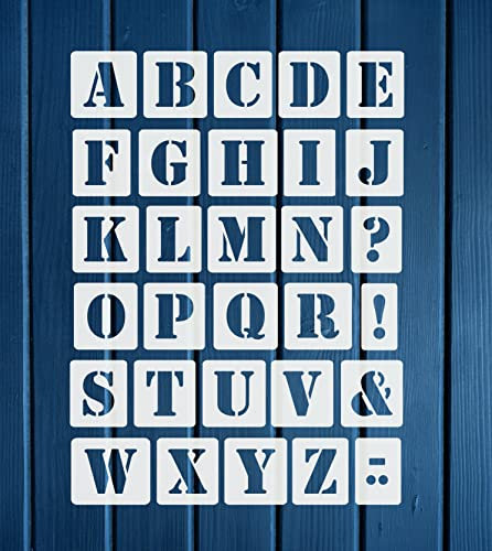 Schablonen Buchstaben groß 5cm, 1 Satz Alphabet A-Z - 26 + 4 Sonderzeichen. Set Nr. 005