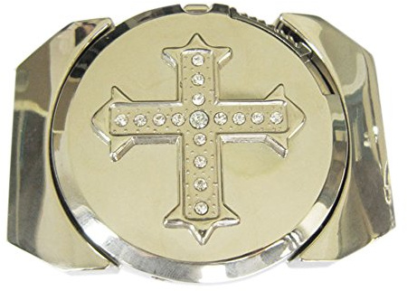 JEAN'S FRIEND New Bright Silver Rhinestone Cross Lighter Belt Buckle Gürtelschnallen