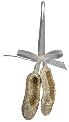 Gold Glitzer Ballett Schuhe Ballerina Tanzschuhe Gisela Graham Weihnachtsbaumschmuck Dekoration Christbaumschmuck
