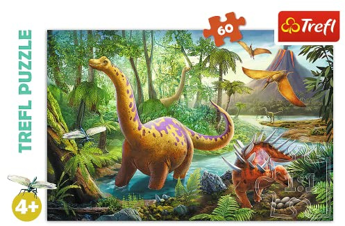 Trefl, Puzzle, la via dei dinosauri, 60 pezzi, per bambini dai 4 anni in su