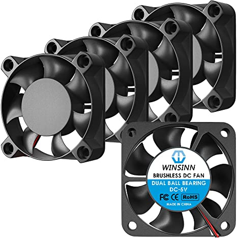 WINSINN 40mm 5V Lüfter - Dual-Kugellager 5000 RPM 4010, für DVR/Kleingeräte/Elektronik, 30cm Kabel mit XH2.54-2PIN, bürstenlos 40x10mm (5 Stück)