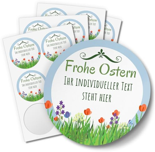 24 INDIVIDUELLE runde Etiketten für Ostern SELBER GESTALTEN: Personalisierte Aufkleber für Frohe Ostern, Geschenke, Ostereier, Hase, für Namen, Produkte, Gläser, basteln, Deko, Osternest, Ostergrüsse