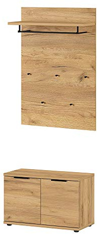 Germania 2-TLG. Garderoben-Set 8561-243 GW-Fremont, bestehend aus Schuhbank und Garderobenpaneel, im Dekor Navarra-Eiche-Nb, 165x200x37 cm
