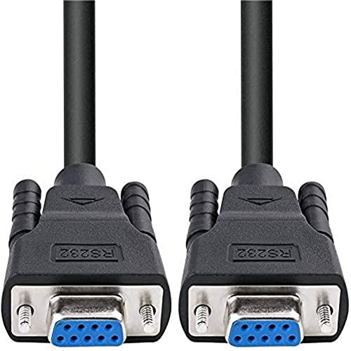 DTECH DB9 Female to DB9 Female 5ft RS232 Serial Cable | Null Modem Cord Cross TX RX line for Data Communication PC Computer (Black)