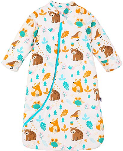 Chilsuessy Ganzjahres Baby Schlafsack, Abnehmbare Ärmel, 2,5 TOG Baby Winter Schlafsäcke für Neugeborene, Ganzjahresschlafsack für kleinkinder, Bär/2.5 Tog, M/Baby Höhe 75-90cm