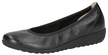 Caprice Ballerines Femme en Cuir Plateforme, Noir (Black Deer), 38 EU
