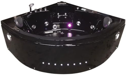 Bagno Italia Baignoire à remous 150x150 cm couleur noir brillant 14 jets pour deux personnes