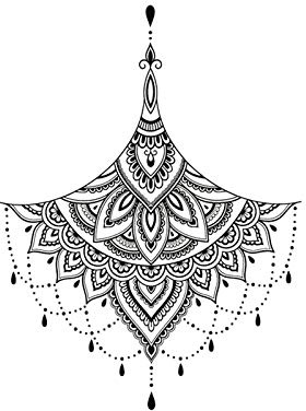 Lotus Mandala Temporary Tattoo - Sternum Underboob Womens Boho Indian Body Art by Delusion Tattoos