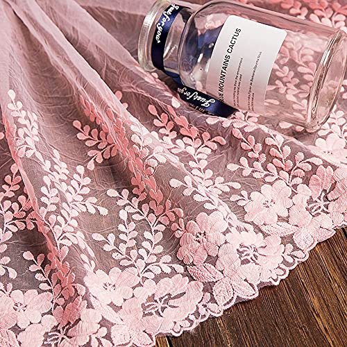5 Yard Vintage Bestickter Spitzenbesatz Spitzenborte Dekoband Spitzenband Spitzenbordüre Zierband Spitzenstoff für Nähen Brautschleiern Petticoats Hochzeitskleid Hochzeit Deko 32cm Breite,A Rosa