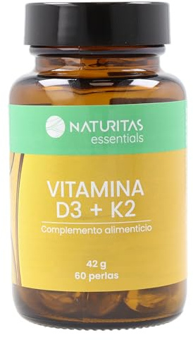 Vitamina D3 y K2 | 60 Perlas | Naturitas Essentials | Mantenimiento Óseo
