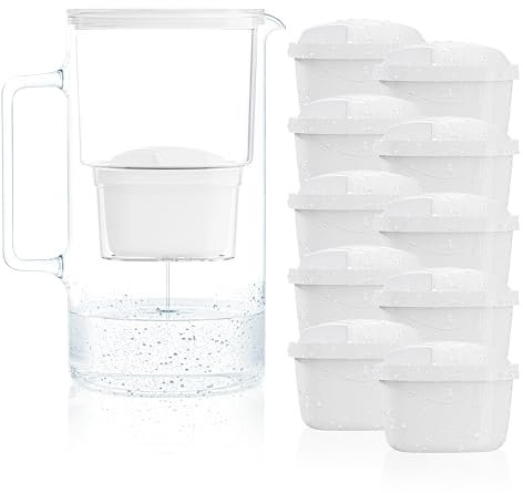Wessper Jarra Filtradora de Agua, 3 Litros, set Jarra Agua Cristal y 2 Filtro de Agua, Compatible con Brita Maxtra, Jarra Filtrante de Agua con Filtro de Carbón Activado - Blanco