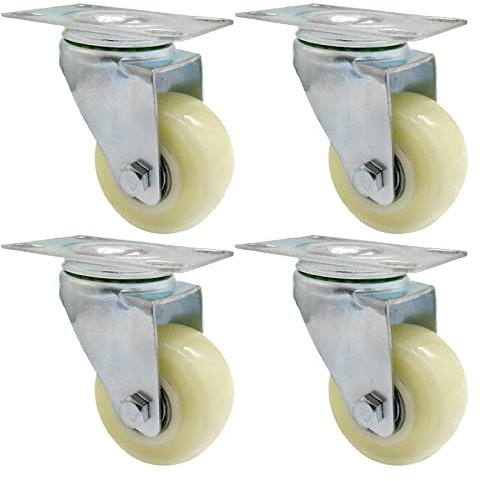Suwooy 4 STK. Lenkrollen, Nylon-möbelrollen, Transportrollen, Schwenkrollen 40mm 50mm 63mm, Schwerlastrollen, Trolleys, Palettenmöbelrollen, Lenkrollen Für Möbel, Mit Schrauben,4Nobrakes-40mm