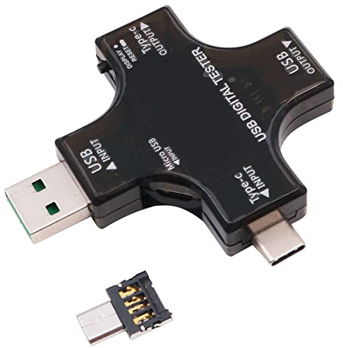 WANGCL USB Messgerät mit Anzeige 2-In-1 Typ-C USB Power Meter Multimeter USB C Tester DC Digitalvoltmeter Amperemeter