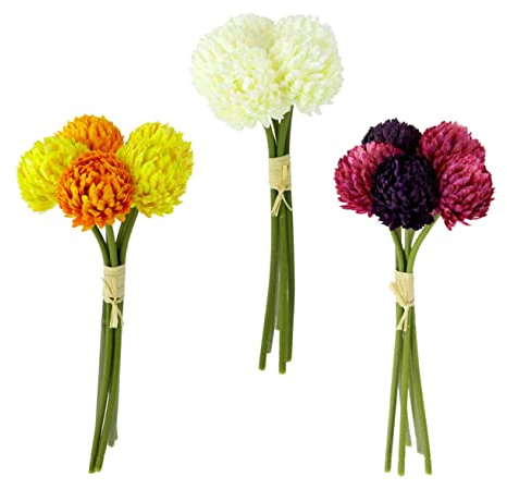 Künstlicher Chrysanthemenstrauß Deko Blumenbund Blüte Kunstblumen Seidenblume Mittelstück Tischdeko Seidenblume Blumendeko Dekopflanze Blume Blütenzweig Hochzeit Bouquet Floristik Herbstdeko