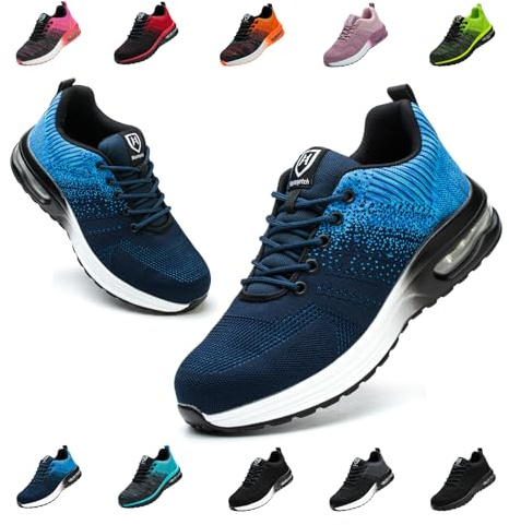 Bawalon Safety Shoes Trainers Men Womens Steel Toe Trainers, Lightweight Safety Shoes Breathable Work Trainers