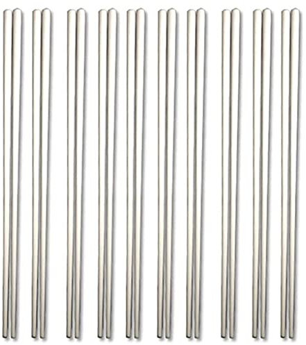 Bacchette giapponesi in metallo in acciaio inossidabile Set regalo, 10 paia di bacchette per sushi riutilizzabili, bacchette cinesi coreane di lusso, bacchette antiscivolo, lavabili in lavastoviglie