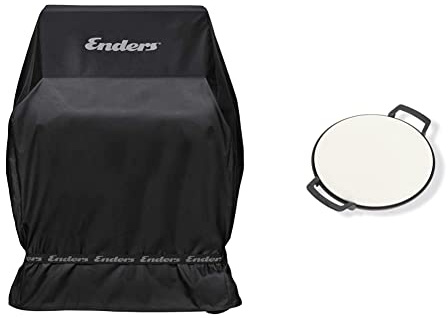 Enders® Abdeckhaube für Gasgrills: Monroe 2+3, Monroe PRO X 3, Boston 2+3 Brenner ohne Kocher, Polyestergewebe, 5693 & ® Switch Grid Pizzastein, Halter aus Gusseisen, 7790