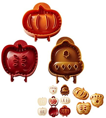 YGMXZL 3 PCS Fall Hand Pie Molds Set,Pie Mould Dough Press Mold Tool,Autumn Pie Maker Mold,Baking Pie Crust Shapes Tool for Making Pies,Cakes,Biscuits,Pastry (B)