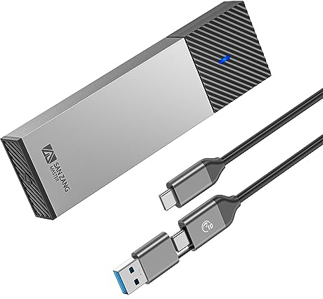 M.2 Enclosure NVMe SSD Gehäuse mit 10 Gbit/s Übertragung（Werkzeuglos） | USB3.2 NVME SATA SSDGehäuse Adapter für 2230 2242 2260 2280 M.2 PCIe NVMe M-Key & M+B Key SSD(werkzeuglos,2-in-1 Kabel),grau