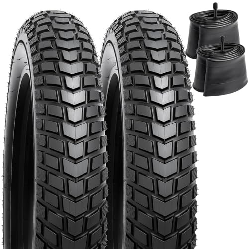 YunSCM 2Pcs pieghevole 24 Pollici Pneumatici 24x4.0 ETRTO 98-507 2Pcs 24 Pollici Camera d'aria AV32mm compatibile 24x4.0 Biciclette elettriche pneumatici
