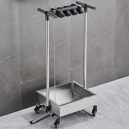 Broom and Mop Holder, Cleaning Tool Cart, Movable Stainless Steel stand, Organizers and Storage Rack, for Shed Garden Garage Schools, Hotels Property Companies ( Color : Double Row , Size : 44x40x109C