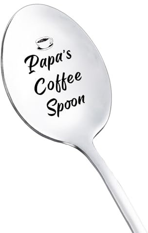 RFTWXHPN Papa Coffee Spoon Gifts from Granddaughter Grandson Coffee Tea Gift Spoons for Grandpa Papa Christmas Birthday Gifts for Grandfather Papa Coffee Lover Engraved Ice Cream Spoon