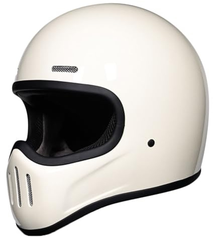 Vintage Vollhelm Integralhelm Motorradhelm mit DOT/ECE-Zugelassener Motorradhelm, Moto-Integralhelm Für Männer Und Frauen Scooter Retro Classic Crash Racing Touring Helm C,L