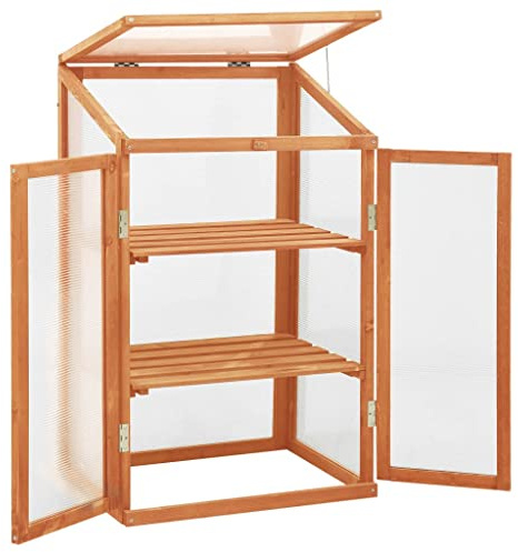 HXZZXS Serra da Giardino Marrone 60x45x100 cm Legno Massello di Abete e Pannello PC Serra per Pomodori Serra Giardino Greenhouse Serra Robusta Serra in Legno da Giardino Serra da Esterno