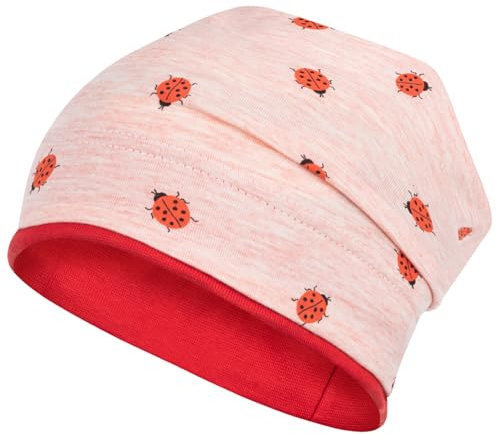 Smarilla Mädchen Mütze Übergangsmütze Beanie Blumen Frühling Herbst Baumwolle, Bekleidungsgröße: 50-52, Farbe: Rosa-Rot