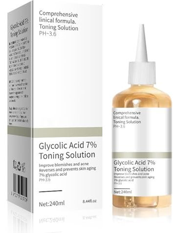 Glykolsäure 7% Gesichtswasser 240ml, Anti-Aging Feuchtigkeitsspendendes Skincare Glycolic Acid Gesichtswasser, Akneflecken Reduzieren Poren Verkleinern Haut Straffen Gesichts Serum Für Frauen