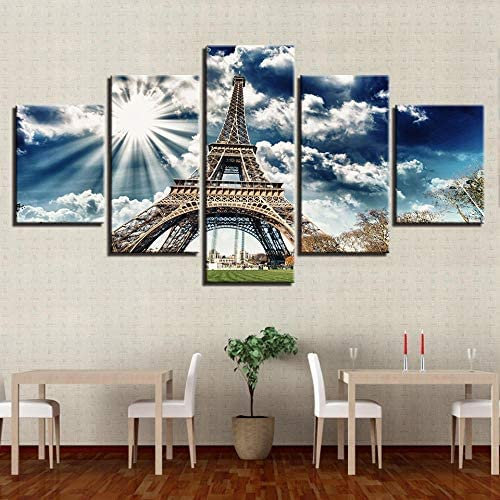 Leinwanddrucke Leinwandbilder 5 Teilig Pariser Eiffelturmgebäude 175 X 80 Cm Hd Gedruckt 5 Stücke Leinwand Wandkunst Malerei Modulare Poster Drucken Moderne Wohnzimmer Wohnkultur -9G6N/P4D6-