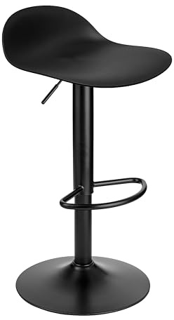 Baroni Home Sgabello Girevole con Altezza Regolabile, Fondo Antigraffio e Poggia Piedi, Per Cucina, Ristorante e Bar, Leggero e Montaggio Facile, 40x40x64-86 cm, 1 Pezzo, Nero