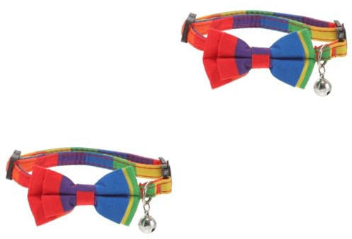 BESPORTBLE 2stücke Verstellbares Hundehalsband Mit Regenbogen-Bowknot Für Katzen Und Kleine Hunde Für Partys Und Feiertage Atmungsaktiv Und