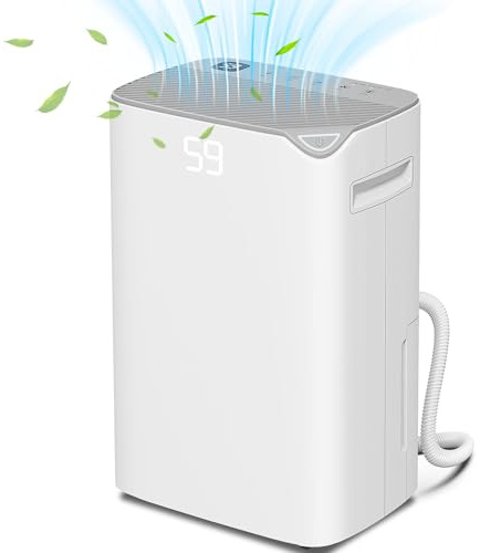 HOMCOM 20L/Day Dehumidifier with Continuous Drainage, 2.5L Water Tank, 24H Timer, Digital Humidity Display, Dehumidifier for Home Damp, Bedroom, Condensation, Mould, Laundry Drying