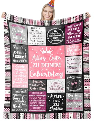 ZWOOS Geburtstagsgeschenk für Frauen, Lustige Geschenke für Frauen, Geschenk Kollegin Geburtstag, Happy Birthday Gaben Decke, Geeignetes Geburtstagsgeschenk für Mama, Frau, Schwester, 150x130cm