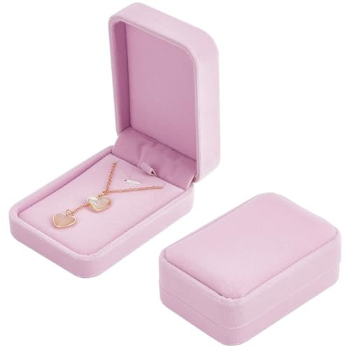 Beebeecraft 2 pz Scatola Portagioie In Velluto Lilla Rettangolare Floccato Collana Ciondolo Custodia per Orologio Da Polso Bracciali Catene Stoccaggio Natale Matrimonio Fidanzamento Compleanno San