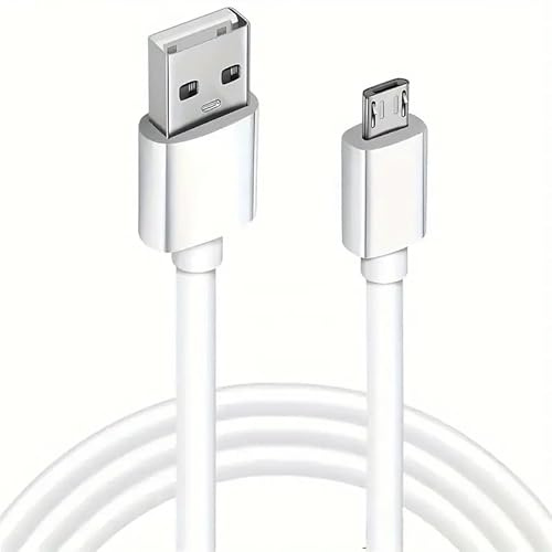 TECHZOCO Cable Micro USB Sincroniza y Carga, Cable USB android, Transferencia de Datos 480 Mbit/s, Compatible con Samsung, HTC, Sony, Motorola, LG, Nokia, Kindle, PS4, Xbox One, Blanco, 3 Metros