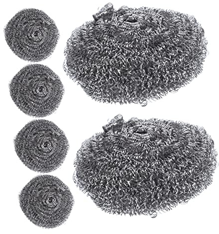 Garneck 6pcs Steel Scrubber Pot Cleaning Balls Metal Pan Scrubbers Kitchen Grill Stone Cleaning Block Set for Dish and Pot