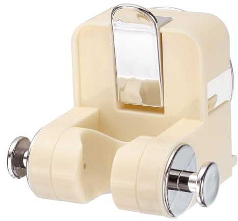 sourcing map Supporto per soffione doccia, supporto per soffione doccia a ventosa, doccetta rimovibile e staffa a ventosa da parete con gancio (beige)