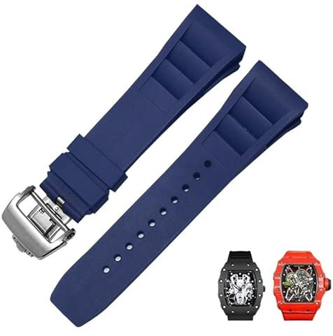 BCMCBV Cinturino in gomma silicone per RICHARD MILLE RM011 serie Accessori nastro in silicone cinturino per orologio da uomo 25-20mm, 25mm Rose Gold, Agata