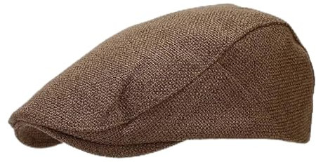 WJIAYAO Flatcap Herren Herren-Baskenmütze, Leinen-Schirmmütze, verstellbare Ballonmütze, atmungsaktiv, Vintage-Entenschnabel-Mütze(Brown)