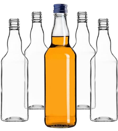 KADAX 10 bottiglie di vetro da riempire, 500 ml, bottiglie di liquore vuote con tappo a vite, bottiglie per liquori, liquori (blu)