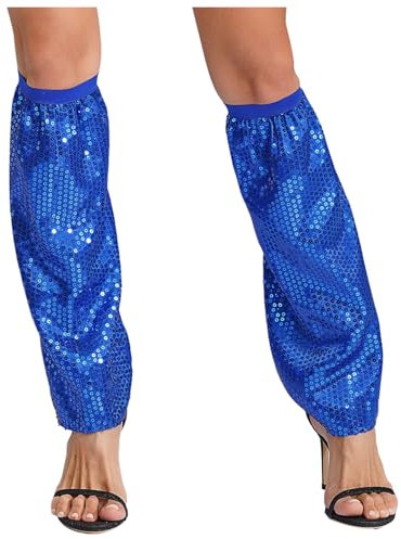 Sywiyi Damen Beinstulpen mit Glitzer Pailletten Beinlinge Beinsocken Hippie Disco Silvester Karneval Kostüm Zubehör Navy blau Einheitsgröße